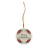 Rustic Farmhouse Christmas Ornament | Two-Sided Ceramic Holiday Décor with Poinsettias & Wood Background